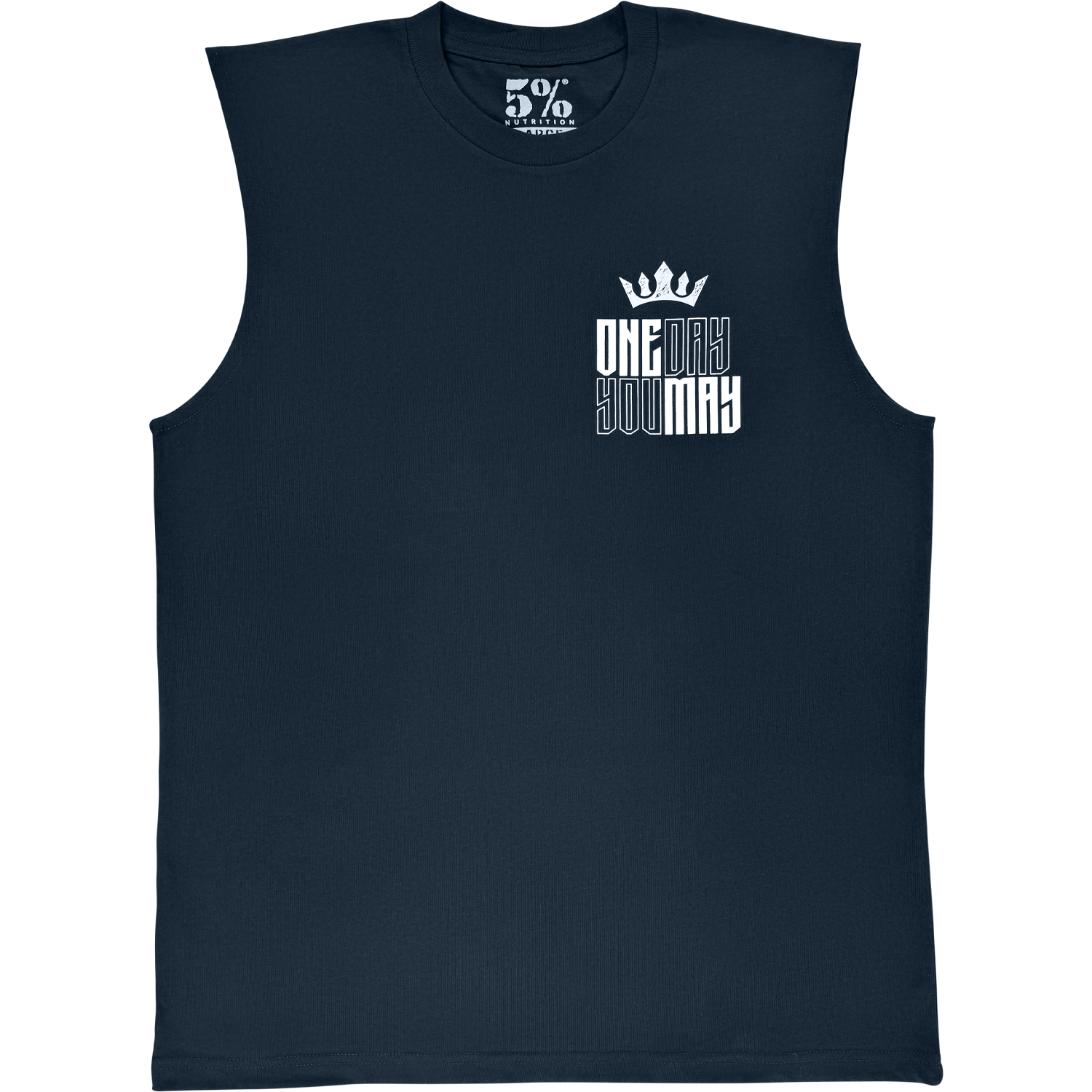 One Day You May, Navy Sleeveless T-Shirt - 5% Nutrition