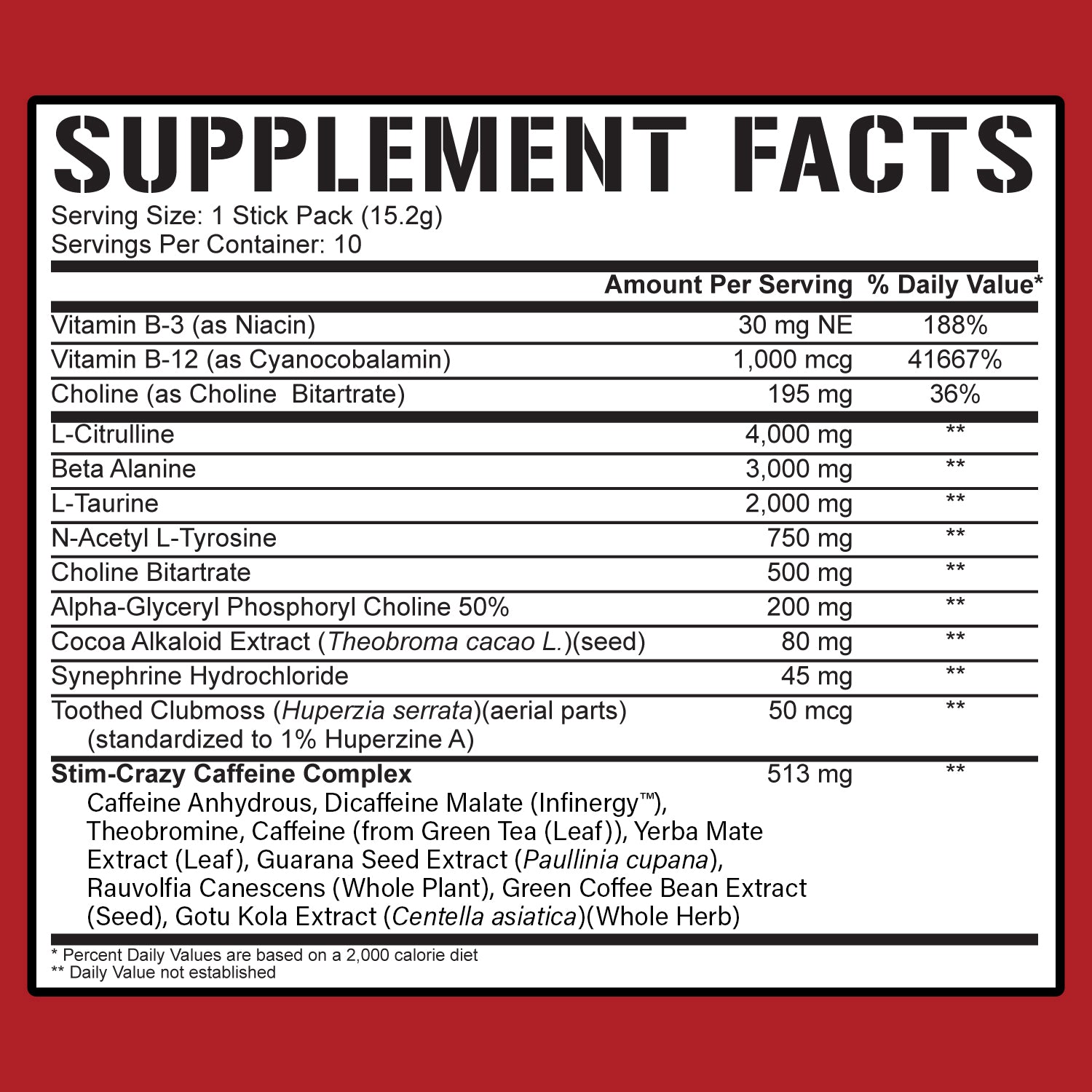 5150 Pre-Workout Stick Packs (10 Sticks)