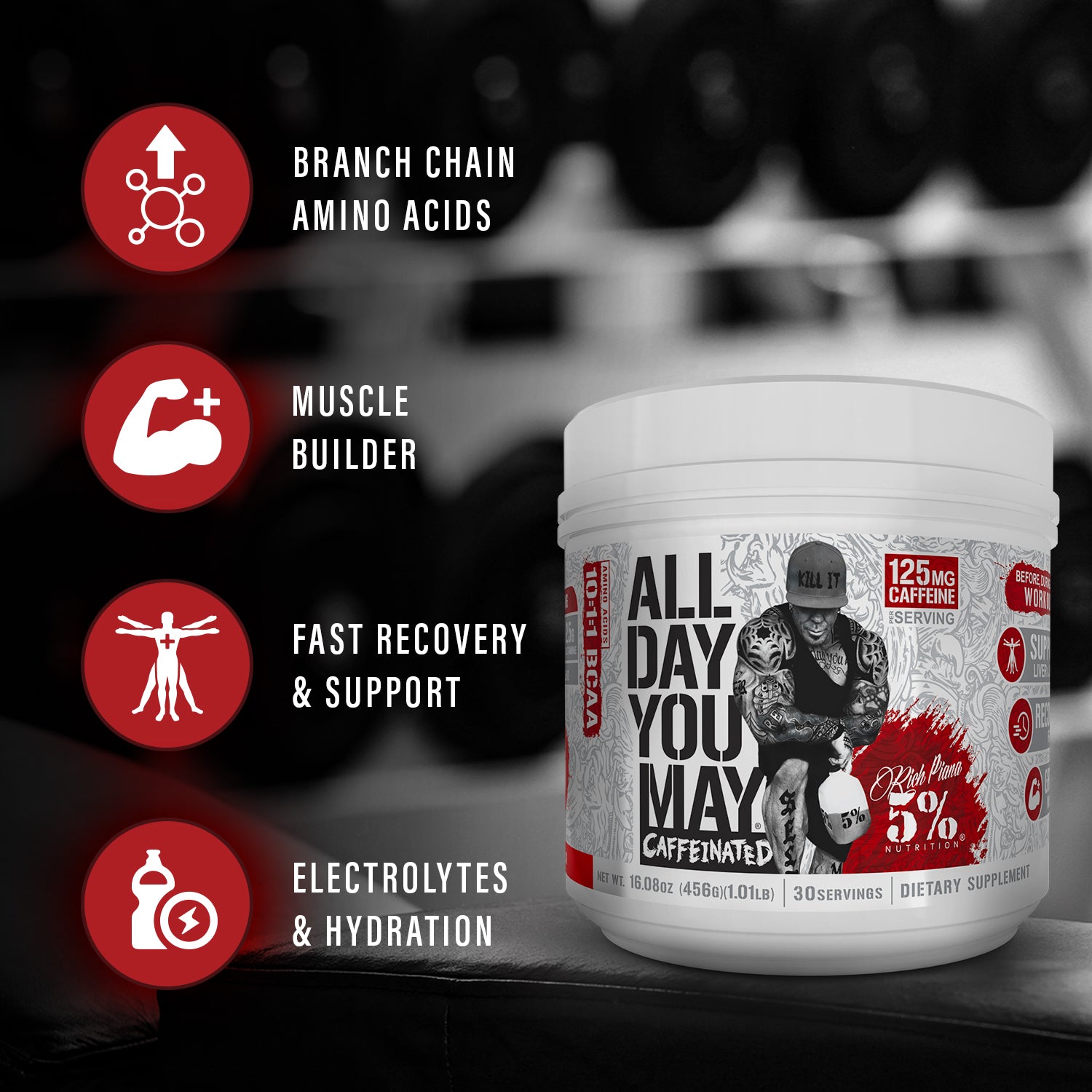 All Day You May Caffeinated BCAA Recovery Drink