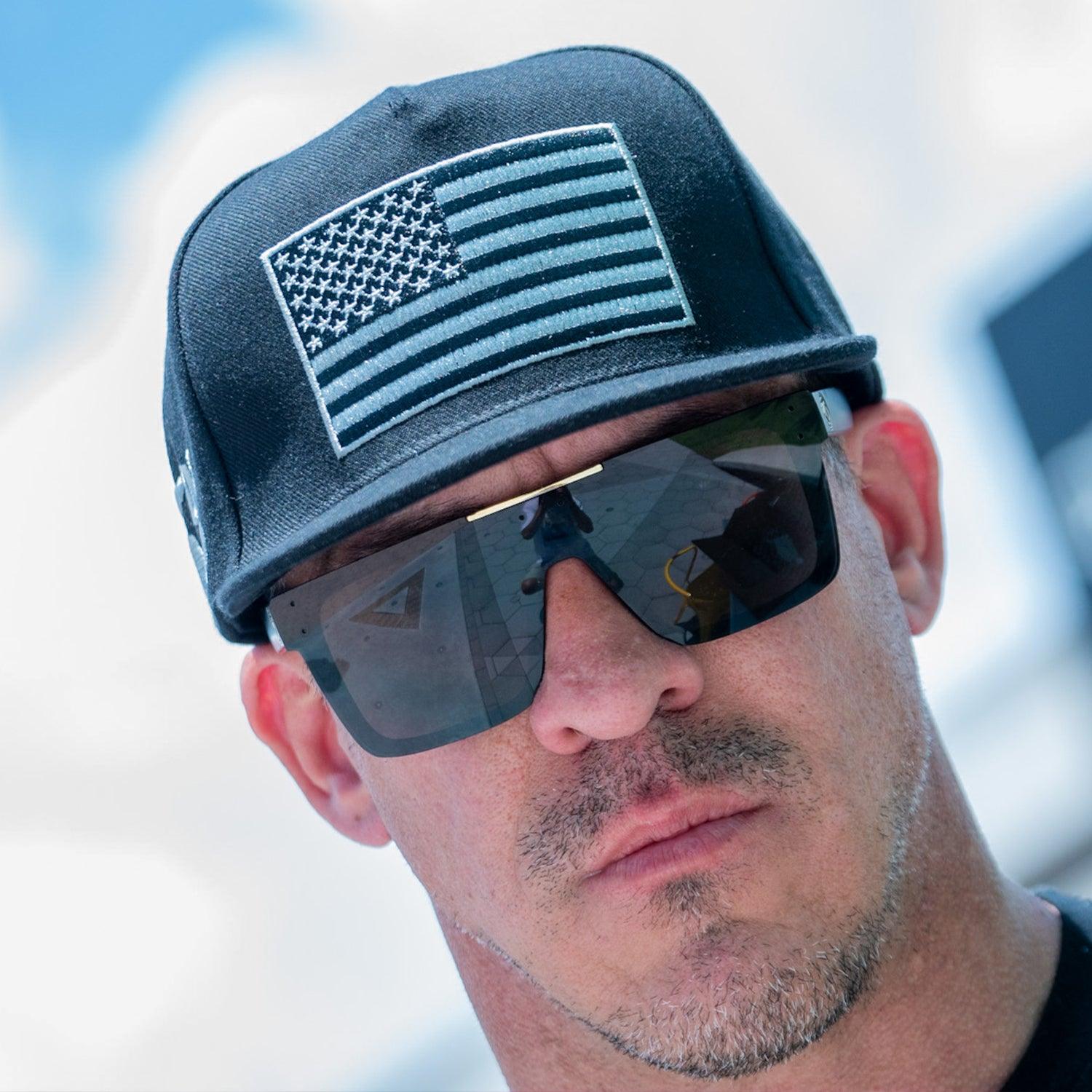 American Flag, Black Hat with Gray Graphic
