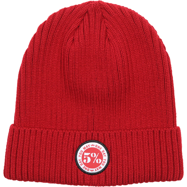 One Day You May Red Beanie with Patch – 5% Nutrition