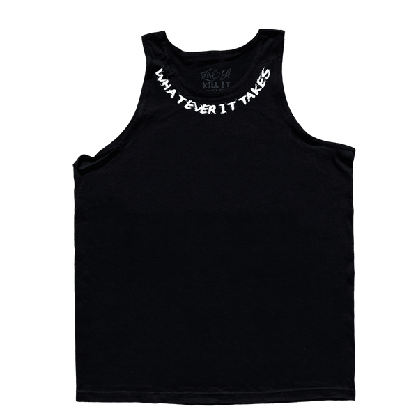 Whatever It Takes, Black Tank Top with White Lettering – 5% Nutrition