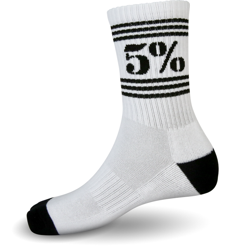 5% White Crew Socks