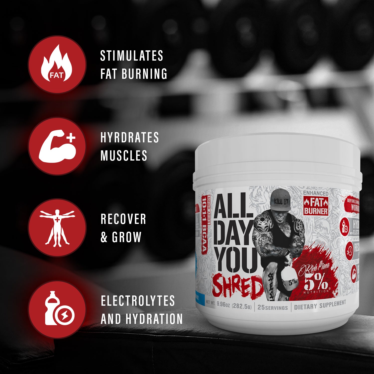 All Day You Shred Fat Burning BCAA Recovery Drink