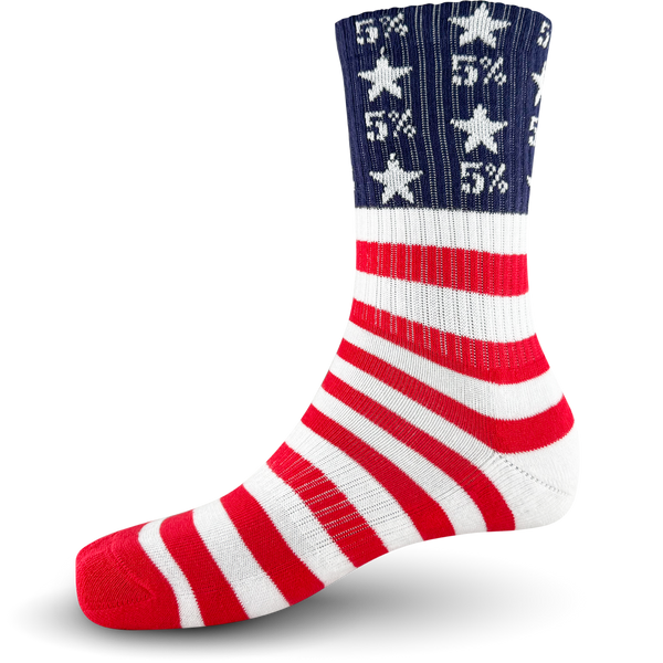 5% Red, White & Blue Crew Socks