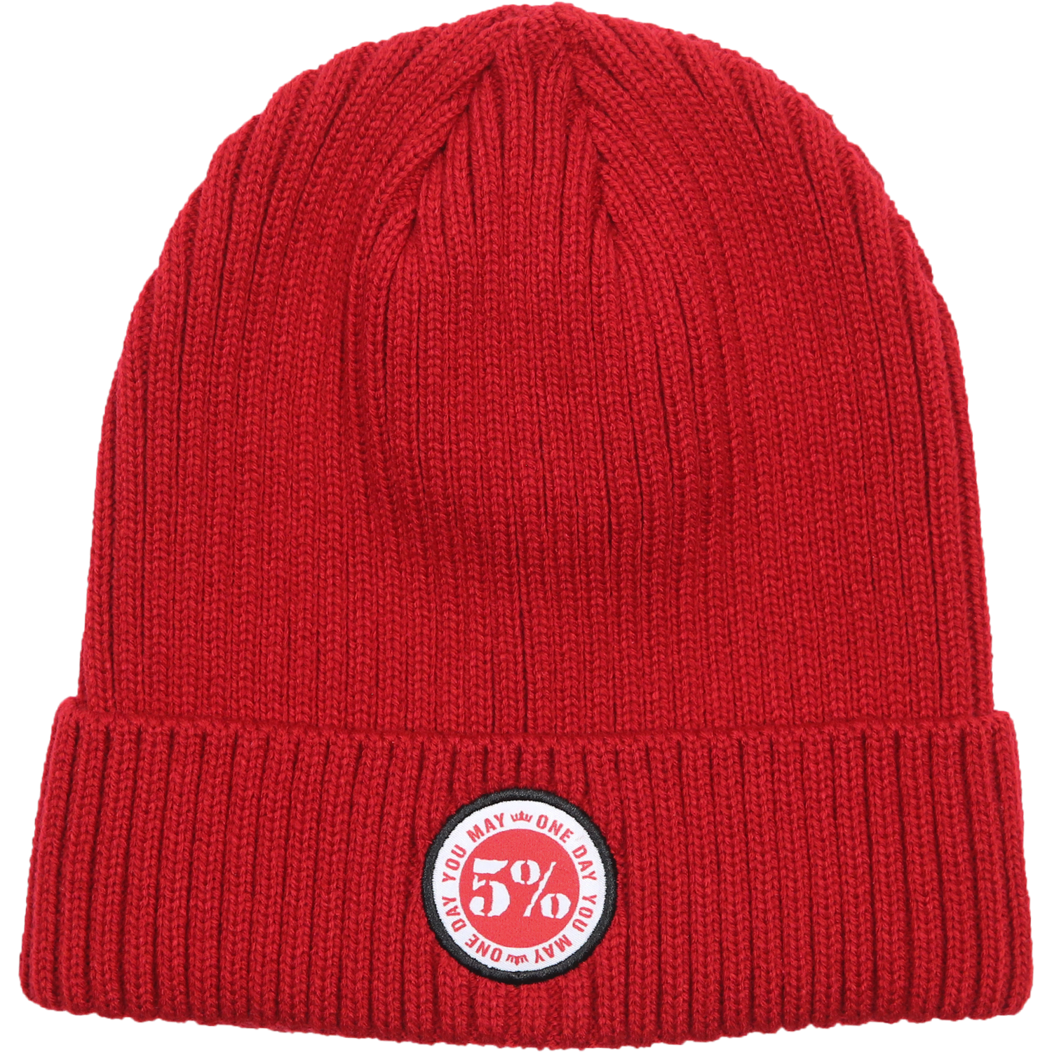 One Day You May Red Beanie with Patch - 5% Nutrition