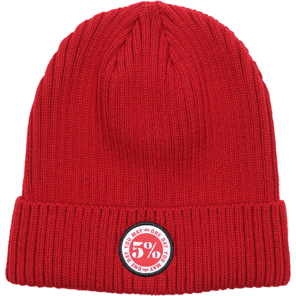 One Day You May Red Beanie with Patch - 5% Nutrition