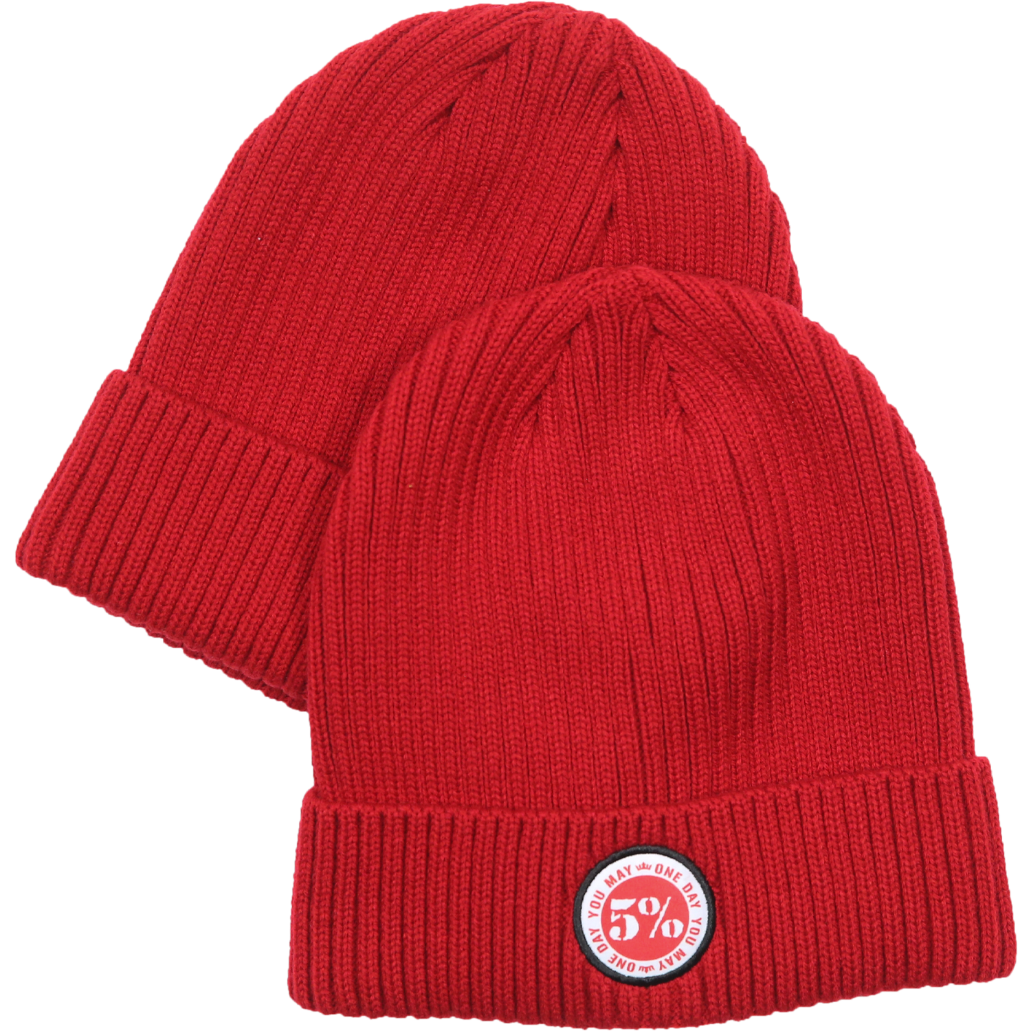 One Day You May Red Beanie with Patch - 5% Nutrition