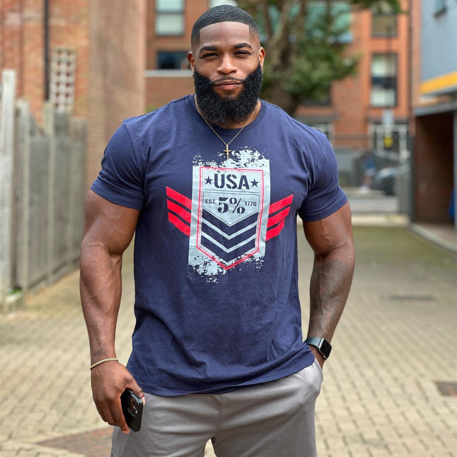 USA Flag, Navy T-Shirt - 5% Nutrition