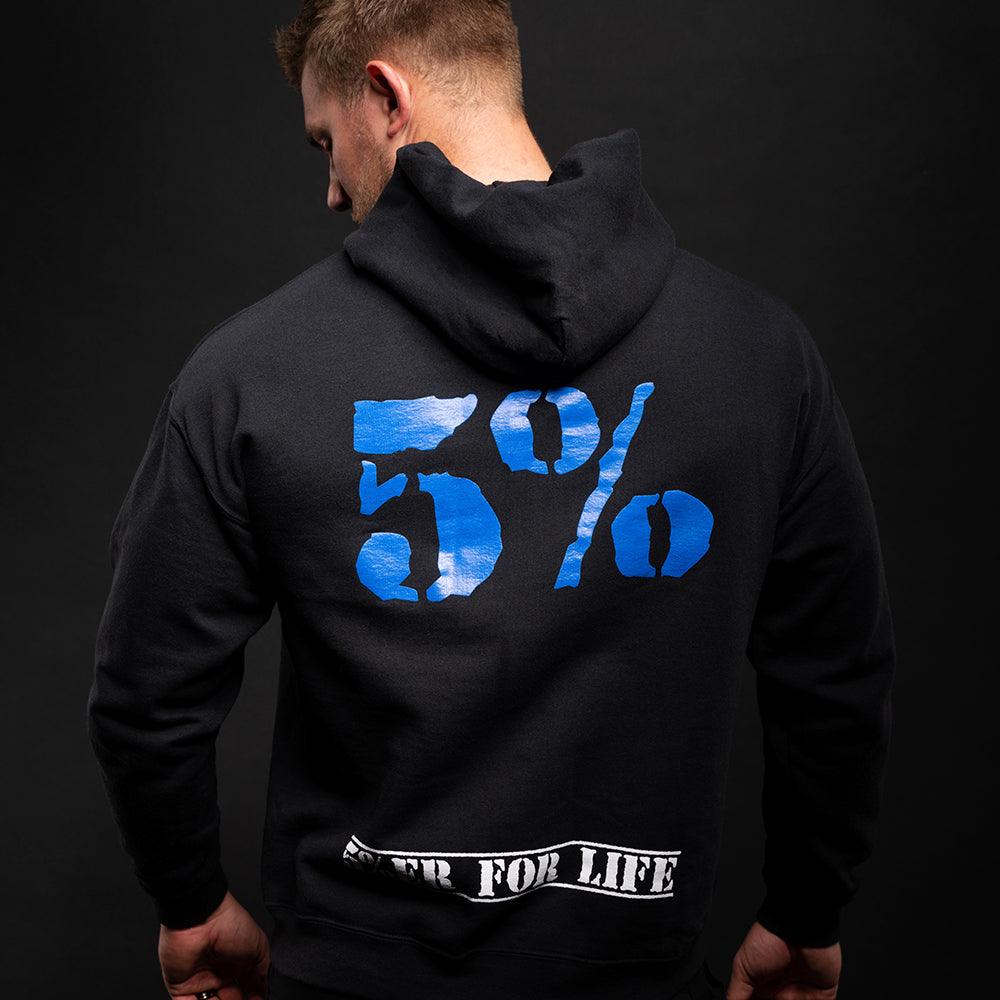 Love It Kill It + 5%ER FOR LIFE, Black Hoodie with Blue Lettering - 5% Nutrition