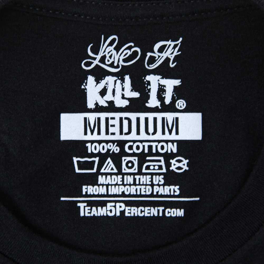 Love It Kill It - 5%, Black T-Shirt with Blue Lettering - 5% Nutrition