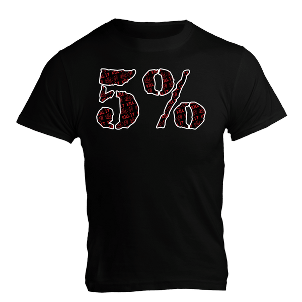 5%, Black T-Shirt with Red Lettering - 5% Nutrition