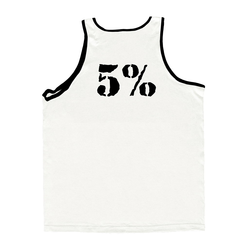 Rolls Rich, White Tank Top with Black Lettering - 5% Nutrition