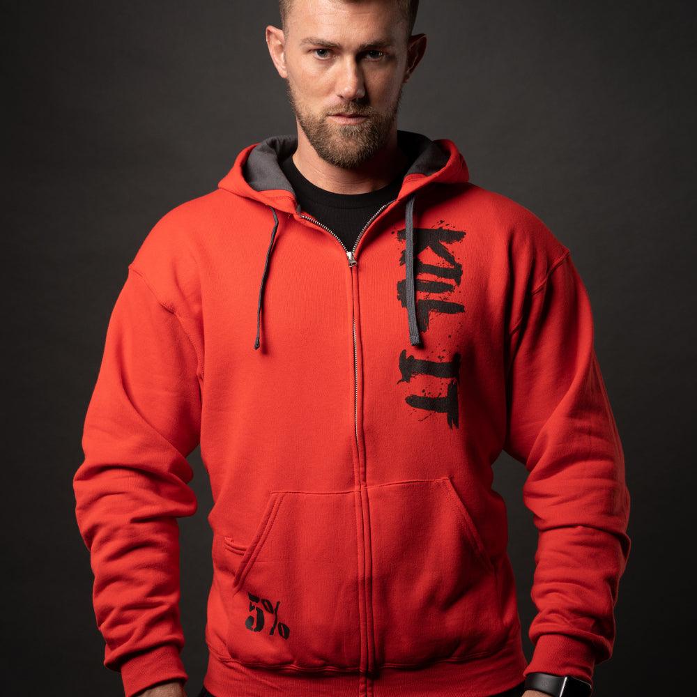 Kill It, Red Zip-Up Hoodie with Black Lettering - 5% Nutrition