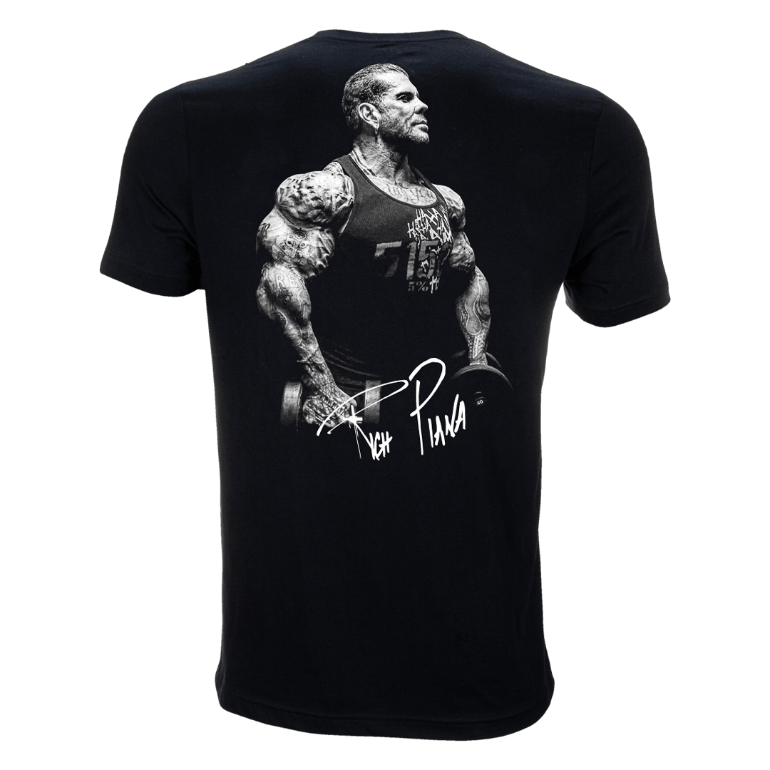 Rich Piana, Black T-Shirt with White Lettering - 5% Nutrition