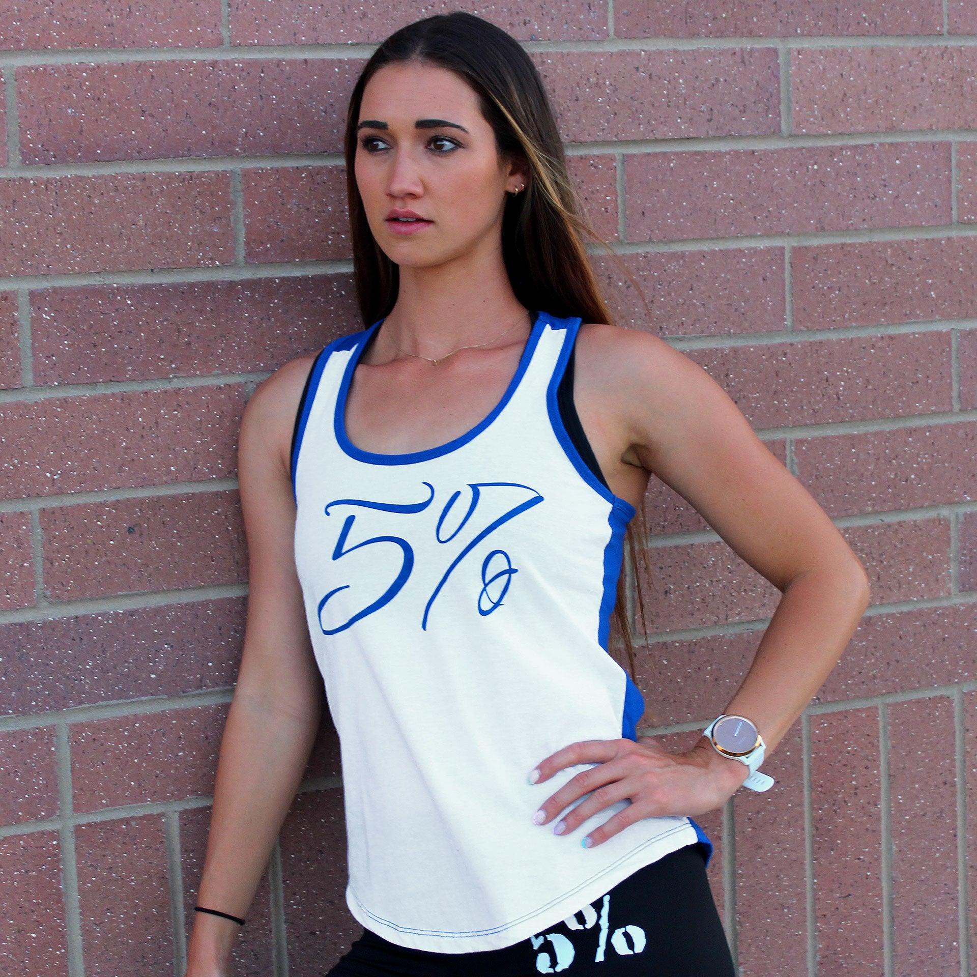 5% Women's Blue and White Tank - 5% Nutrition