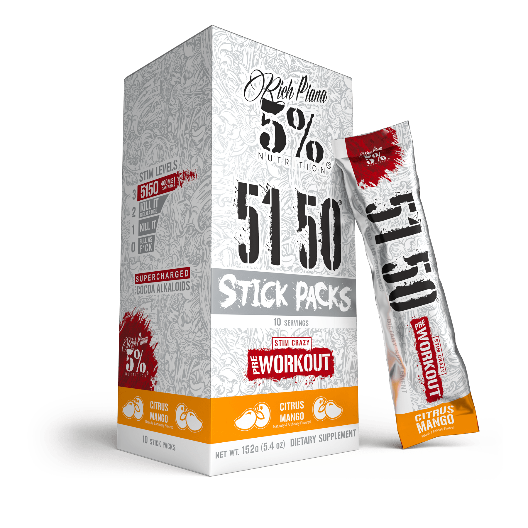 5150 Pre-Workout Stick Packs (10 Sticks) - 5% Nutrition