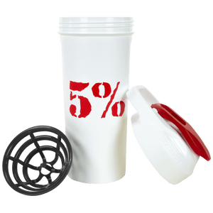 5% 20oz Shaker Cup (White/Red) - 5% Nutrition