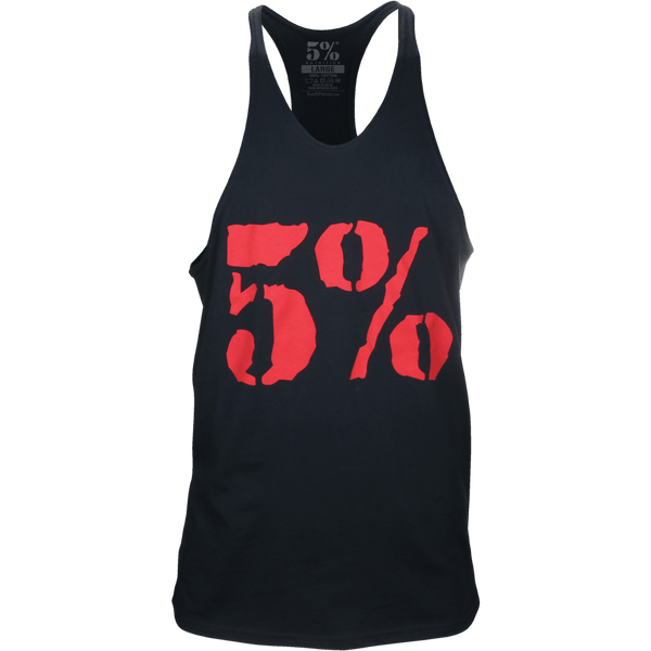 5%, Black Stringer Tank with Red Lettering - 5% Nutrition