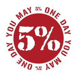 5% Brand Decal feat. One Day You May Border | 4-Inch Round (Red) - 5% Nutrition