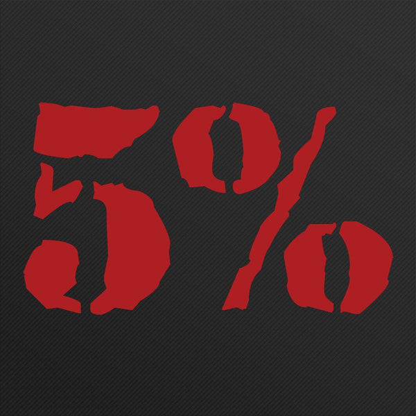 5% Brand Vinyl Decal | 12-Inch Square (Red or White) - 5% Nutrition