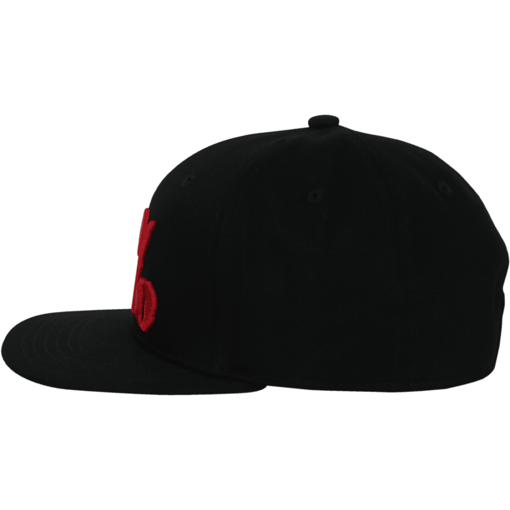 5% Flat Bill Hat, Black Hat with Red Lettering - 5% Nutrition