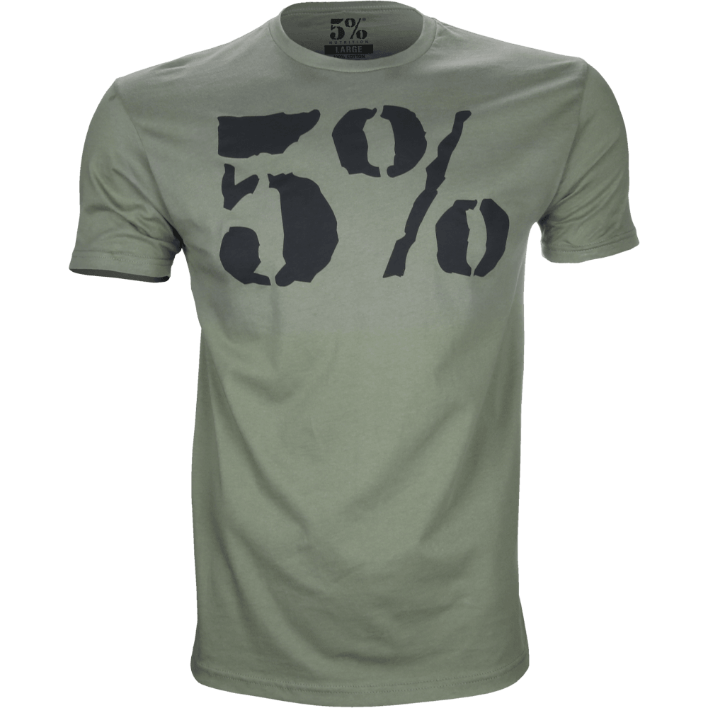 5% Military Green T-Shirt with Black Graphic - 5% Nutrition