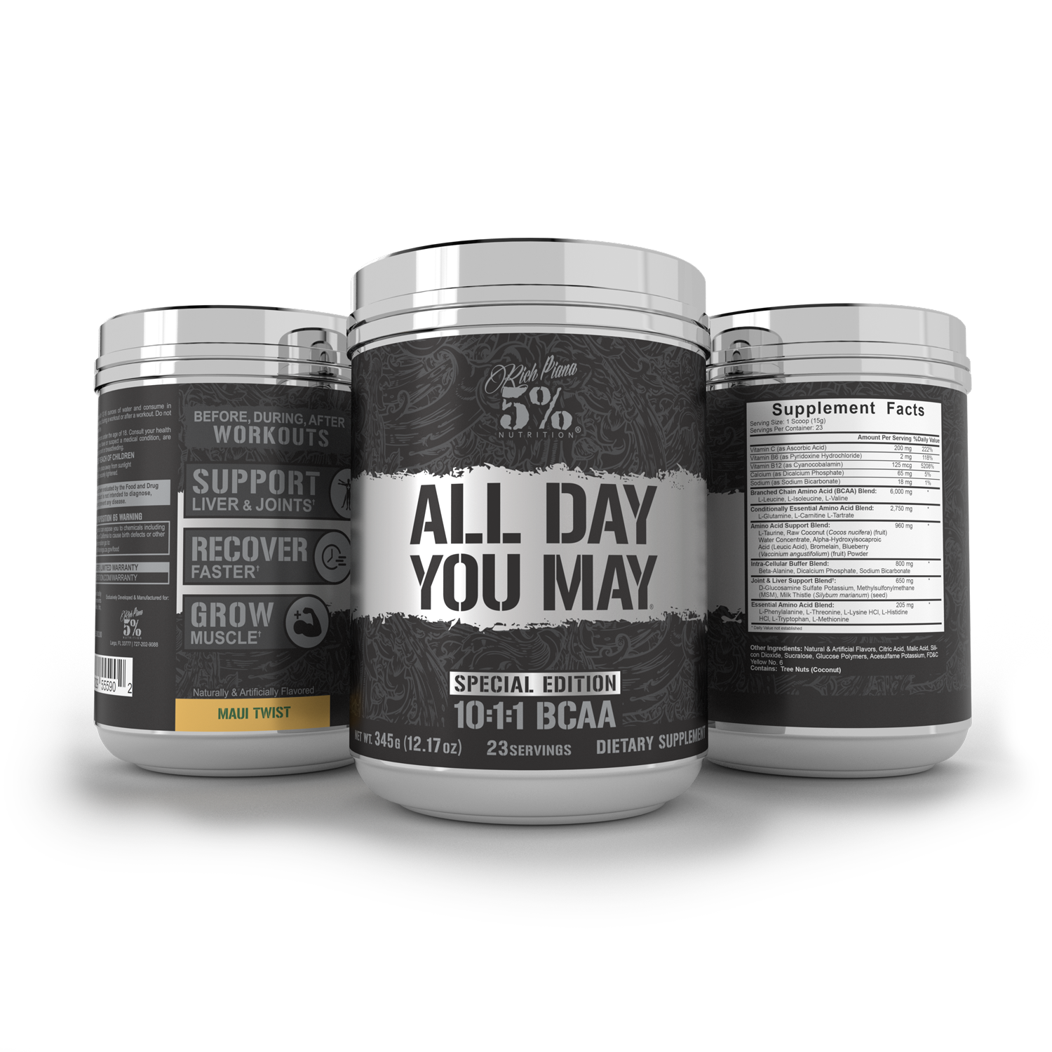 All Day You May BCAA Recovery Drink: Maui Twist - 5% Nutrition