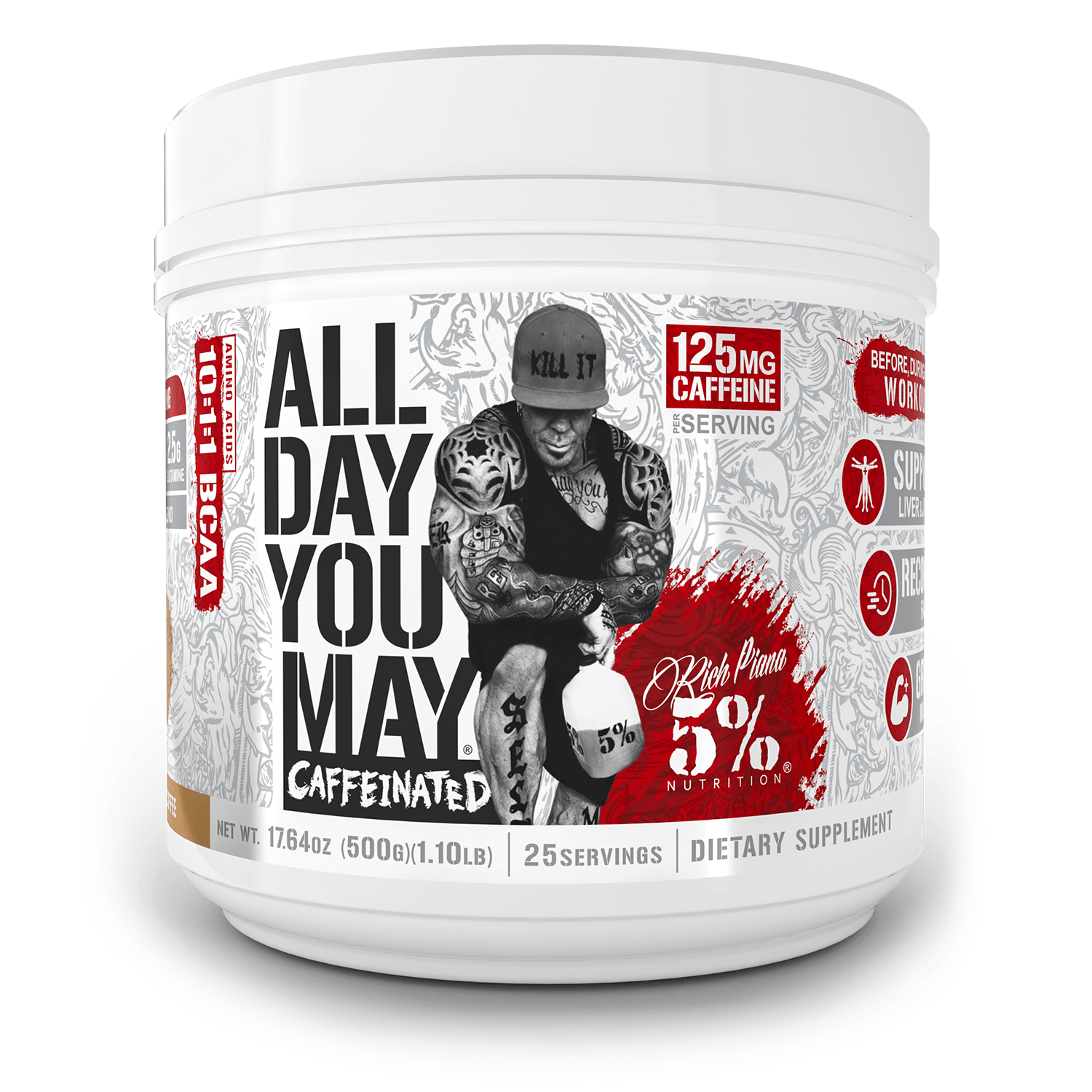 All Day You May Caffeinated BCAA, Vanilla Iced Coffee - 5% Nutrition