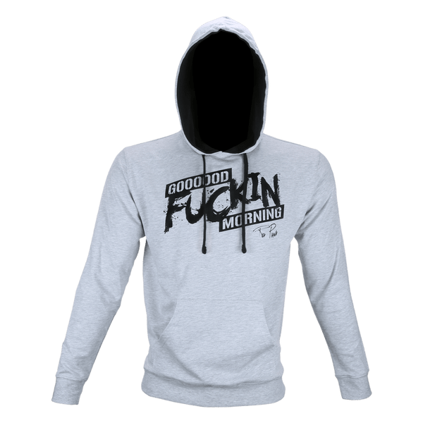 Good F*cking Morning, Gray Hoodie with Black Lettering - 5% Nutrition
