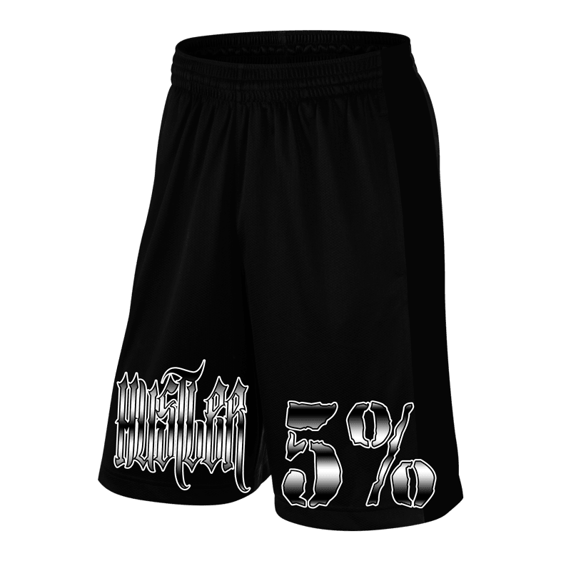 HUSTLER, Black Shorts with White Lettering - 5% Nutrition