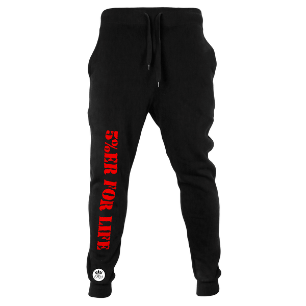5%ER FOR LIFE, Black Joggers with Red Lettering - 5% Nutrition