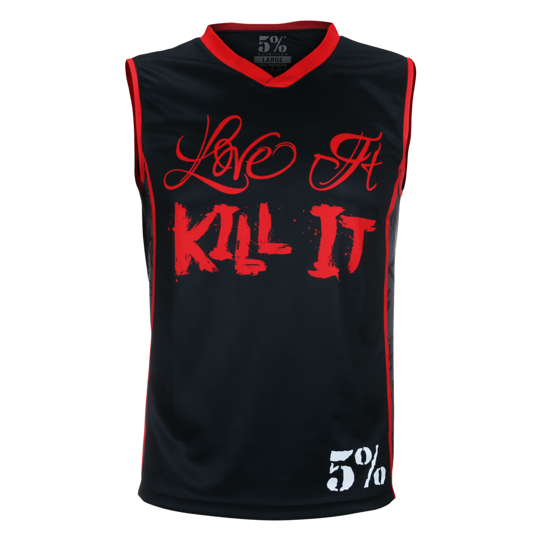 Love It Kill It, Black & Red Basketball Jersey - 5% Nutrition
