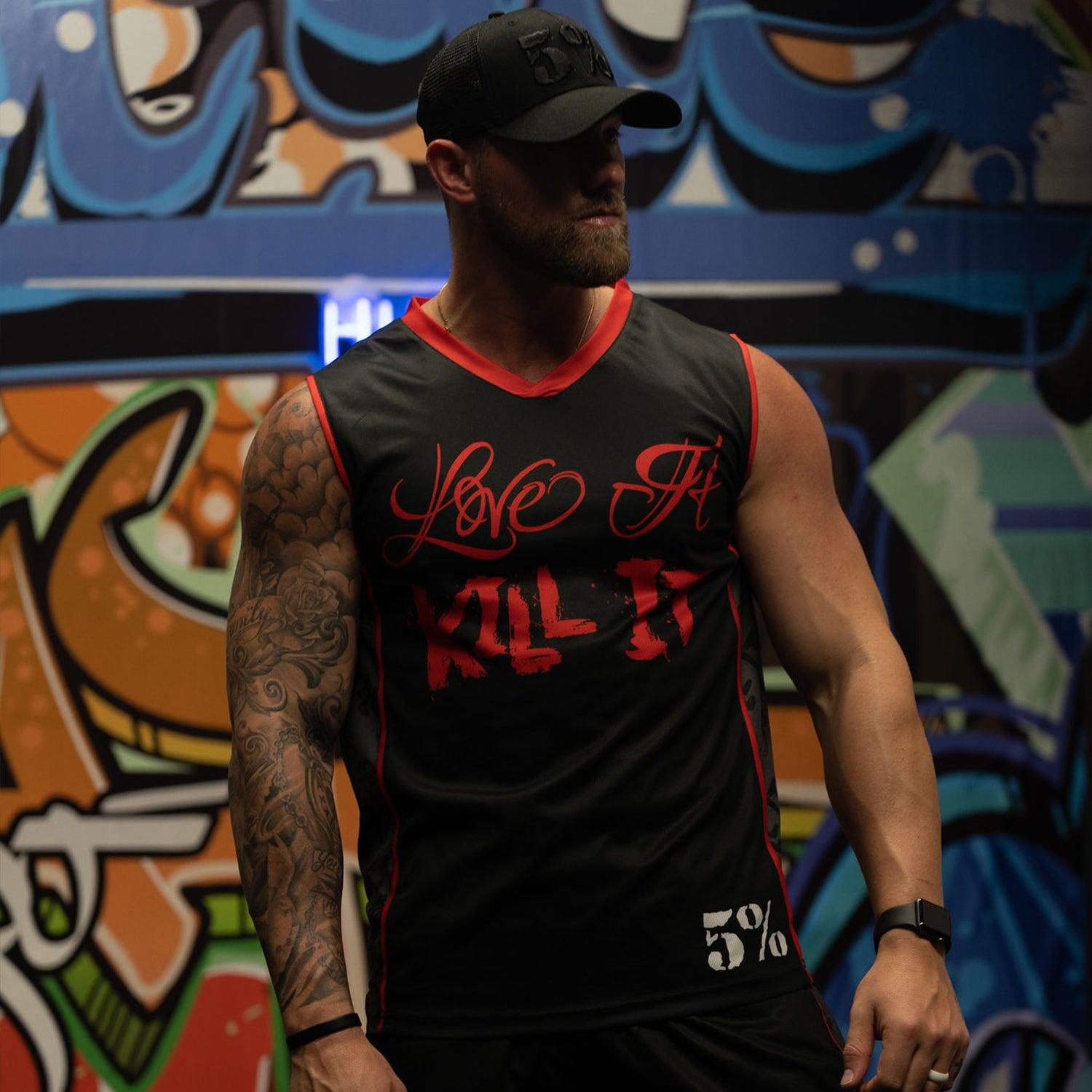 Love It Kill It, Black & Red Basketball Jersey - 5% Nutrition