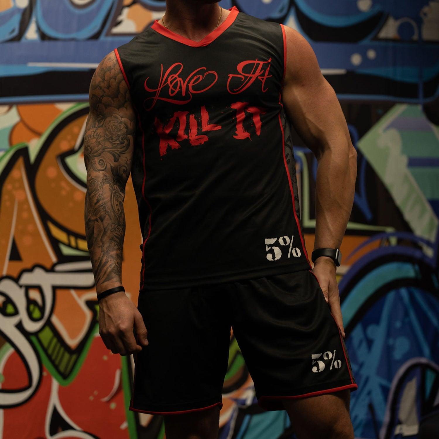 Love It Kill It, Black & Red Basketball Shorts - 5% Nutrition