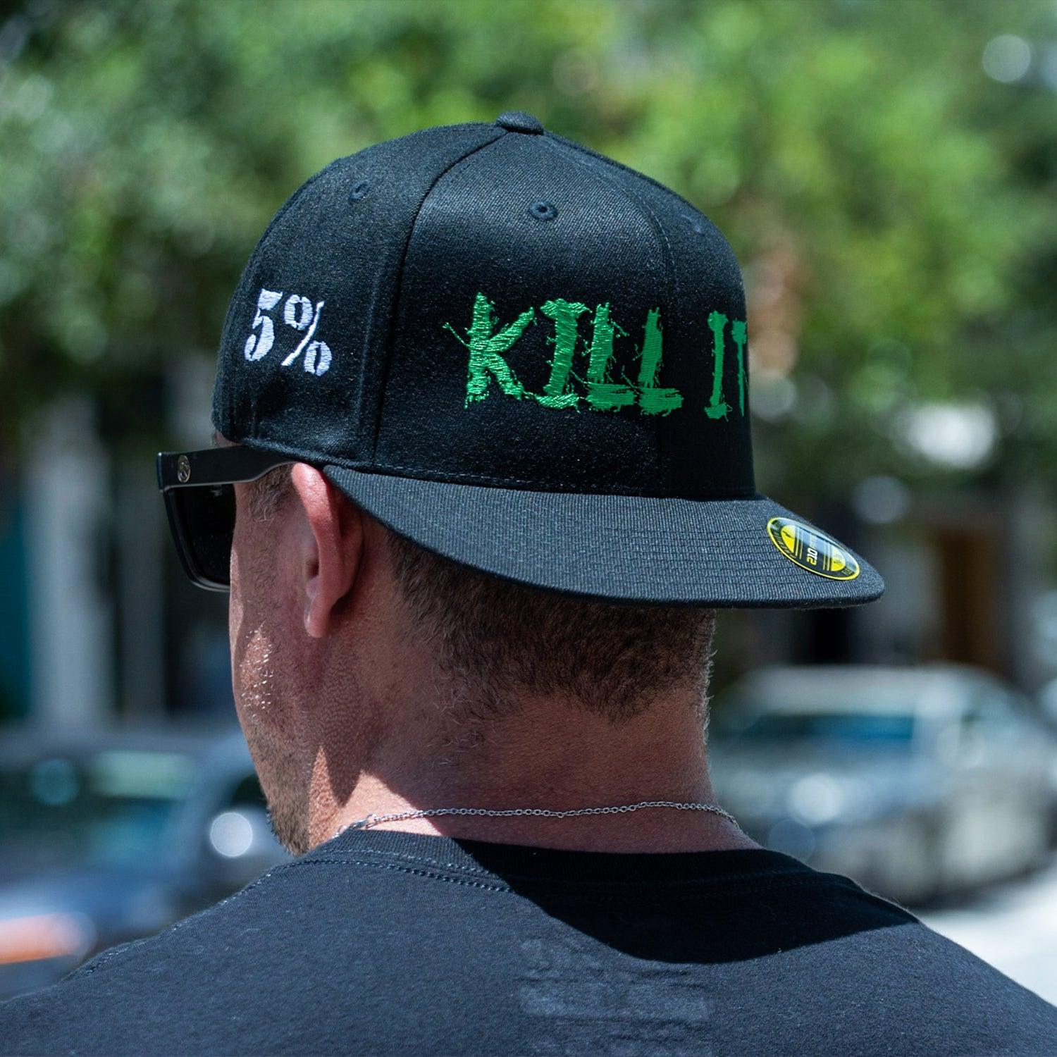 Love It Kill It, Black Hat with Green Lettering - 5% Nutrition