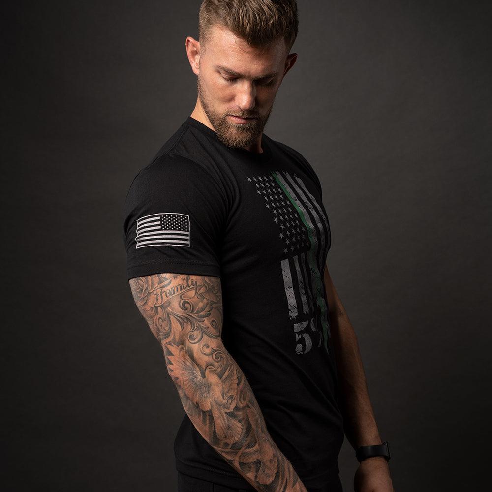 Military, Black T-Shirt with Gray and Green Graphic - 5% Nutrition