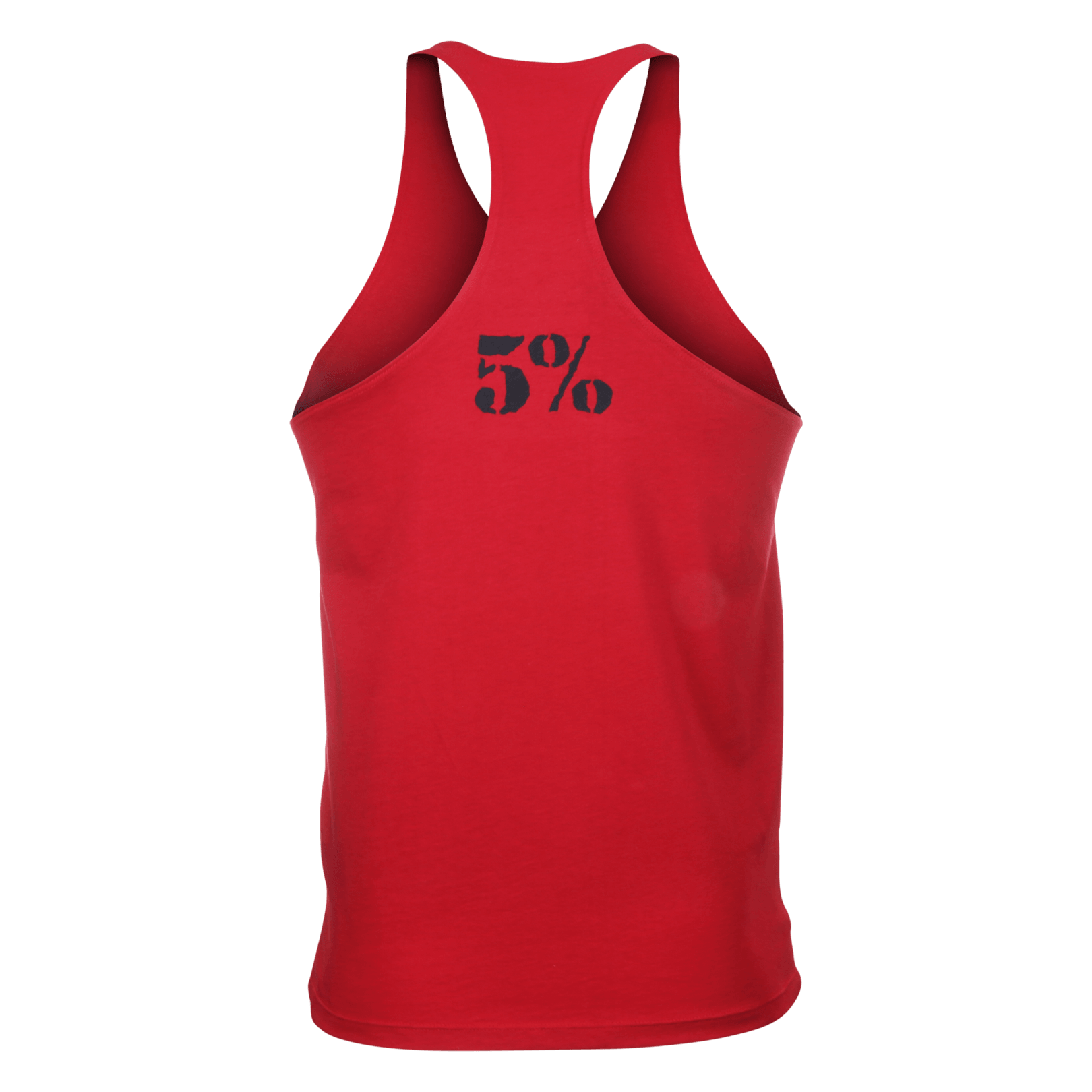 One Day You May, Red Stringer Tank with Black Lettering - 5% Nutrition