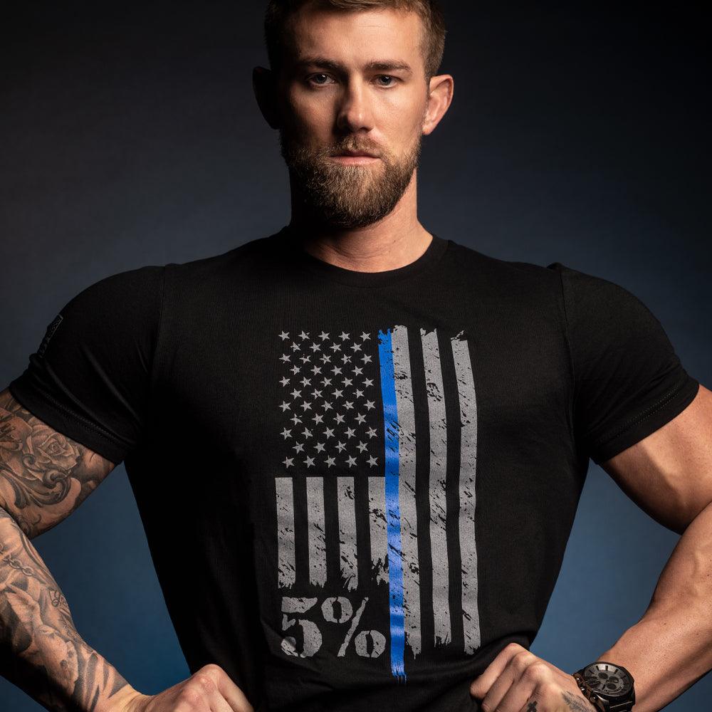 Police, Black T-Shirt with Gray and Blue Graphic - 5% Nutrition