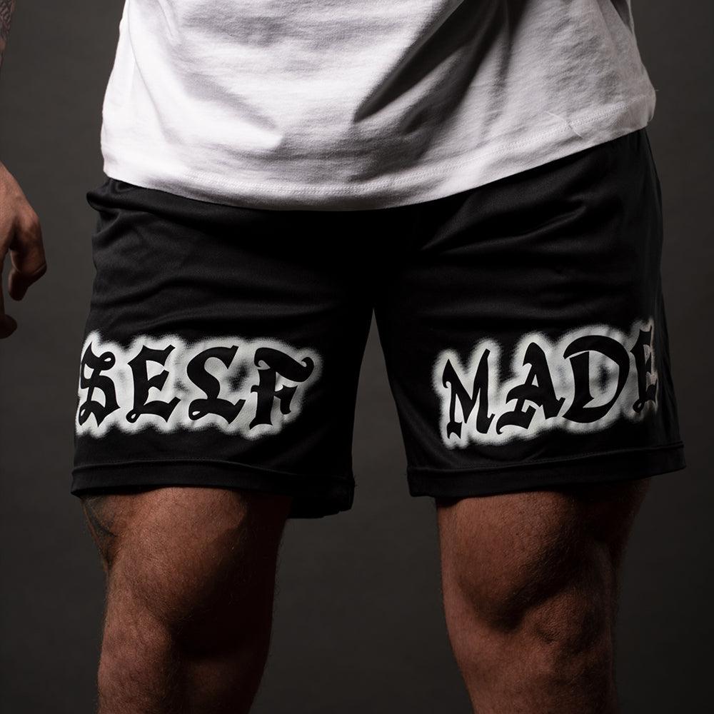 SELF MADE, Black Shorts with White Lettering - 5% Nutrition
