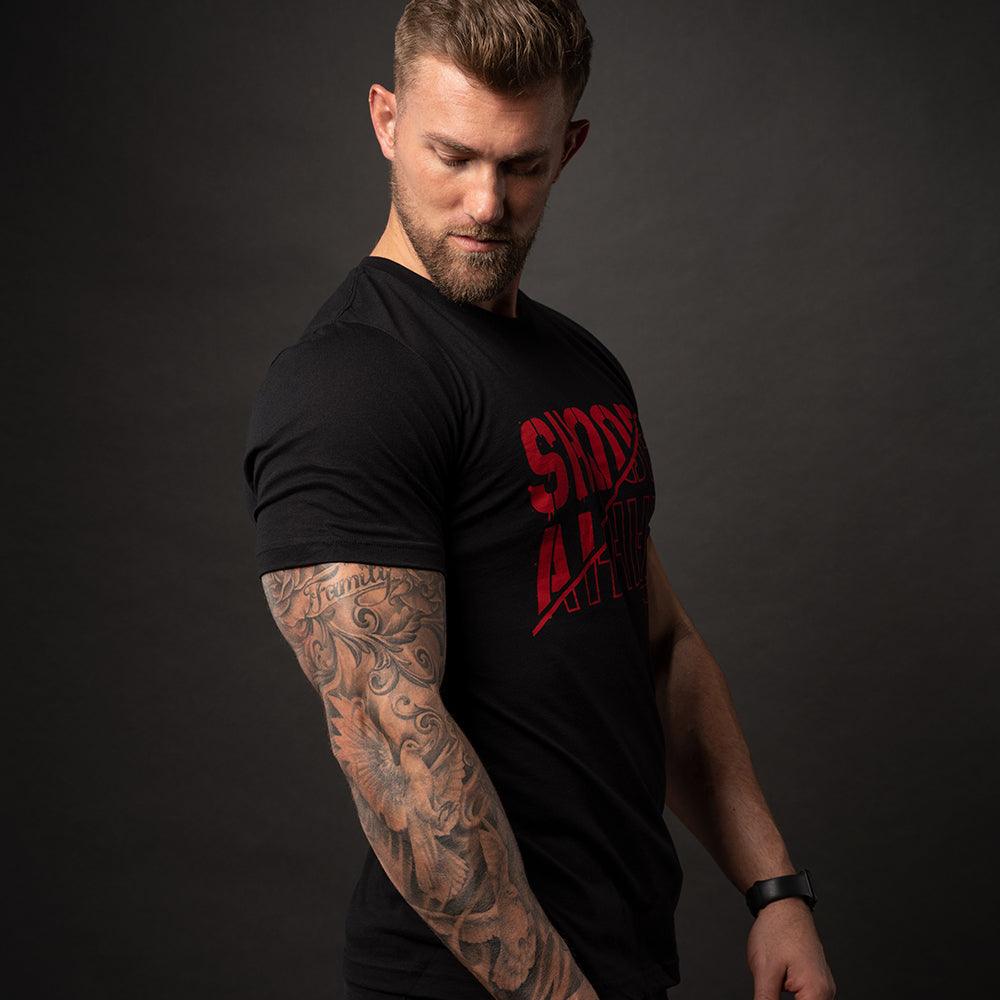 SHOOPAH, Black T-Shirt with Red Lettering - 5% Nutrition
