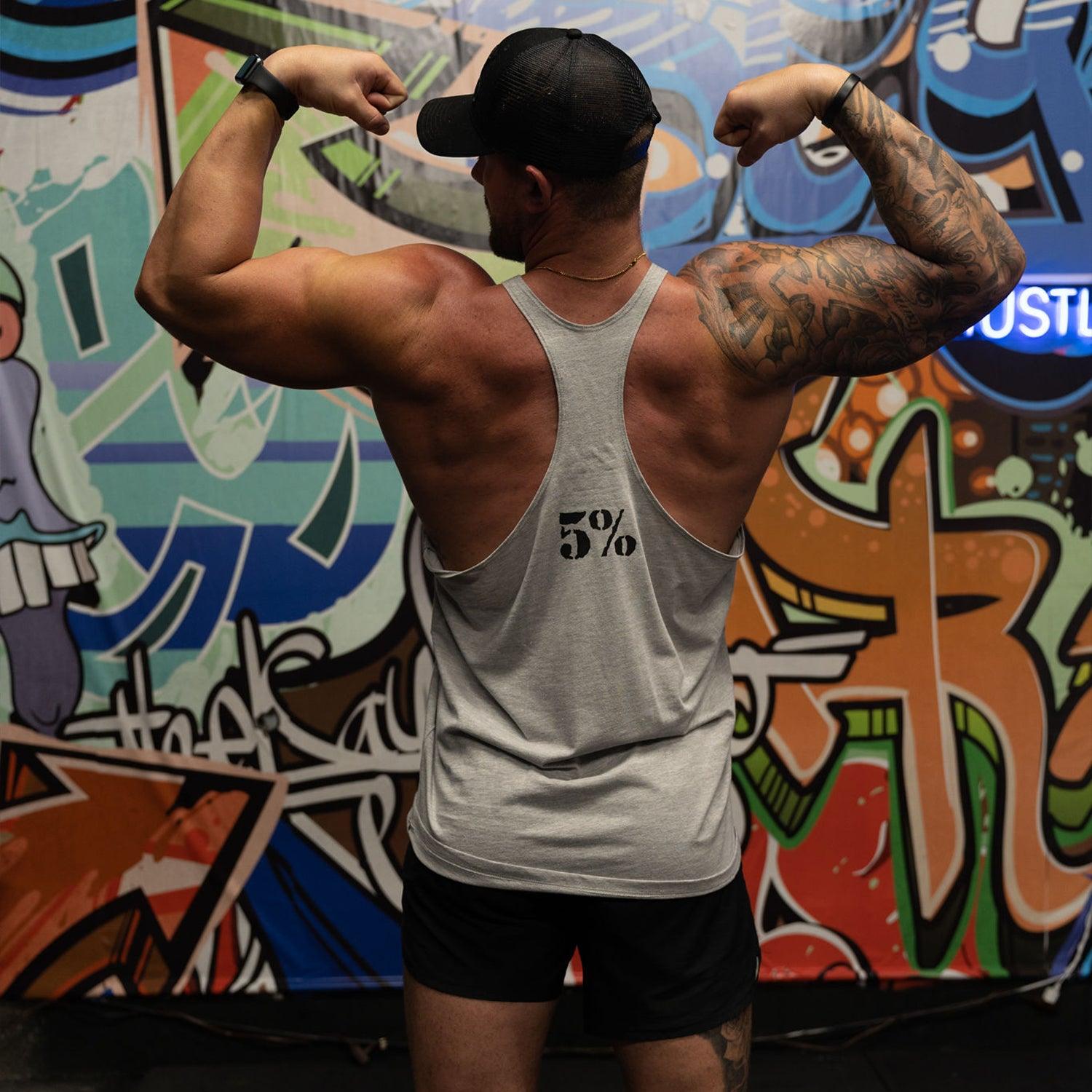 Whatever It Takes, Gray Stringer Tank with Black Lettering - 5% Nutrition